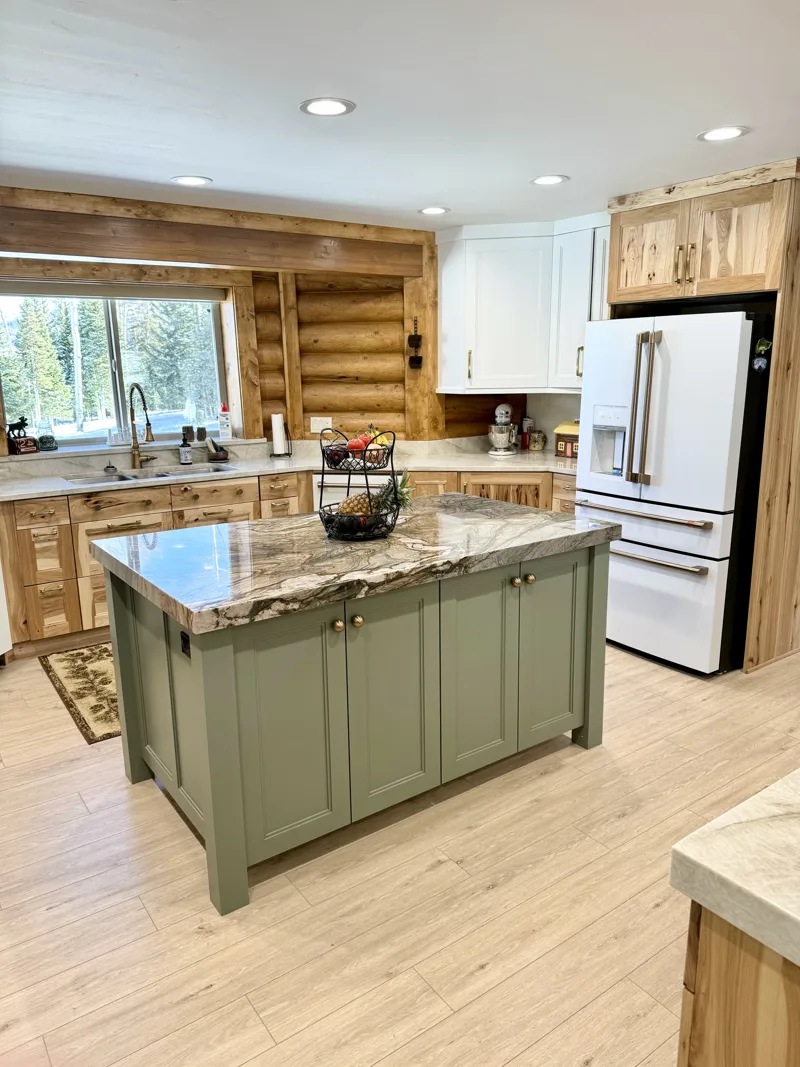 Green island & hickory kitchen — custom cabinetry by Cozzens Cabinets, photo 2