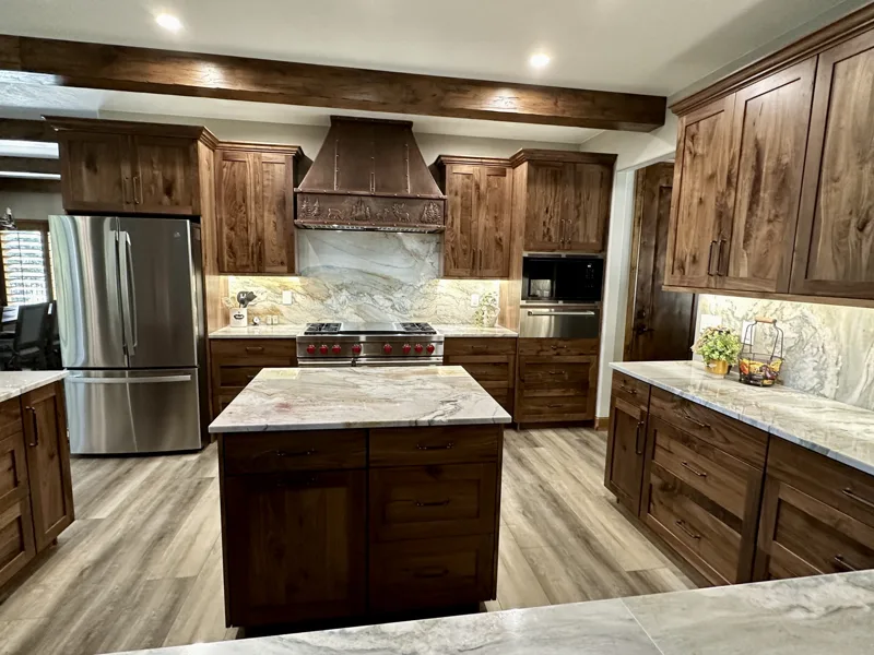 Rustic beam kitchen & bar — custom cabinetry by Cozzens Cabinets, photo 2