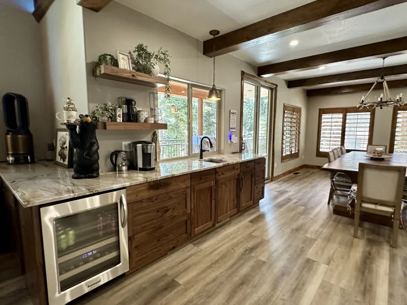 Rustic beam kitchen & bar — custom cabinetry by Cozzens Cabinets, photo 3
